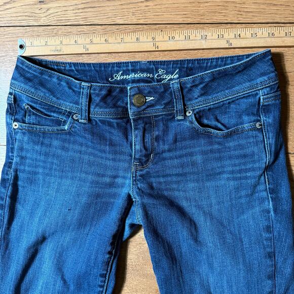American Eagle Low Rise Slim Boot Cut Jeans SZ 8 Dark Wash Y2K - Picture 7 of 11